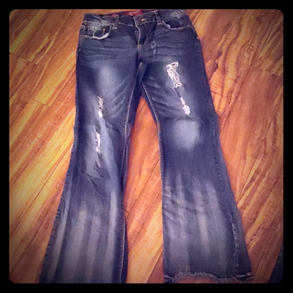 Girls destructed flare jeans